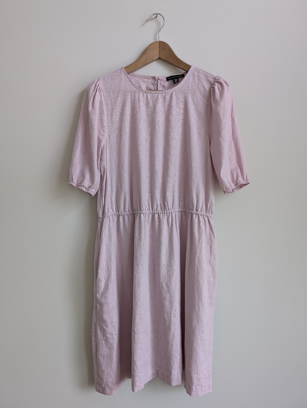Saks Fifth Avenue 100% Linen Lilac Dress With Pockets Small